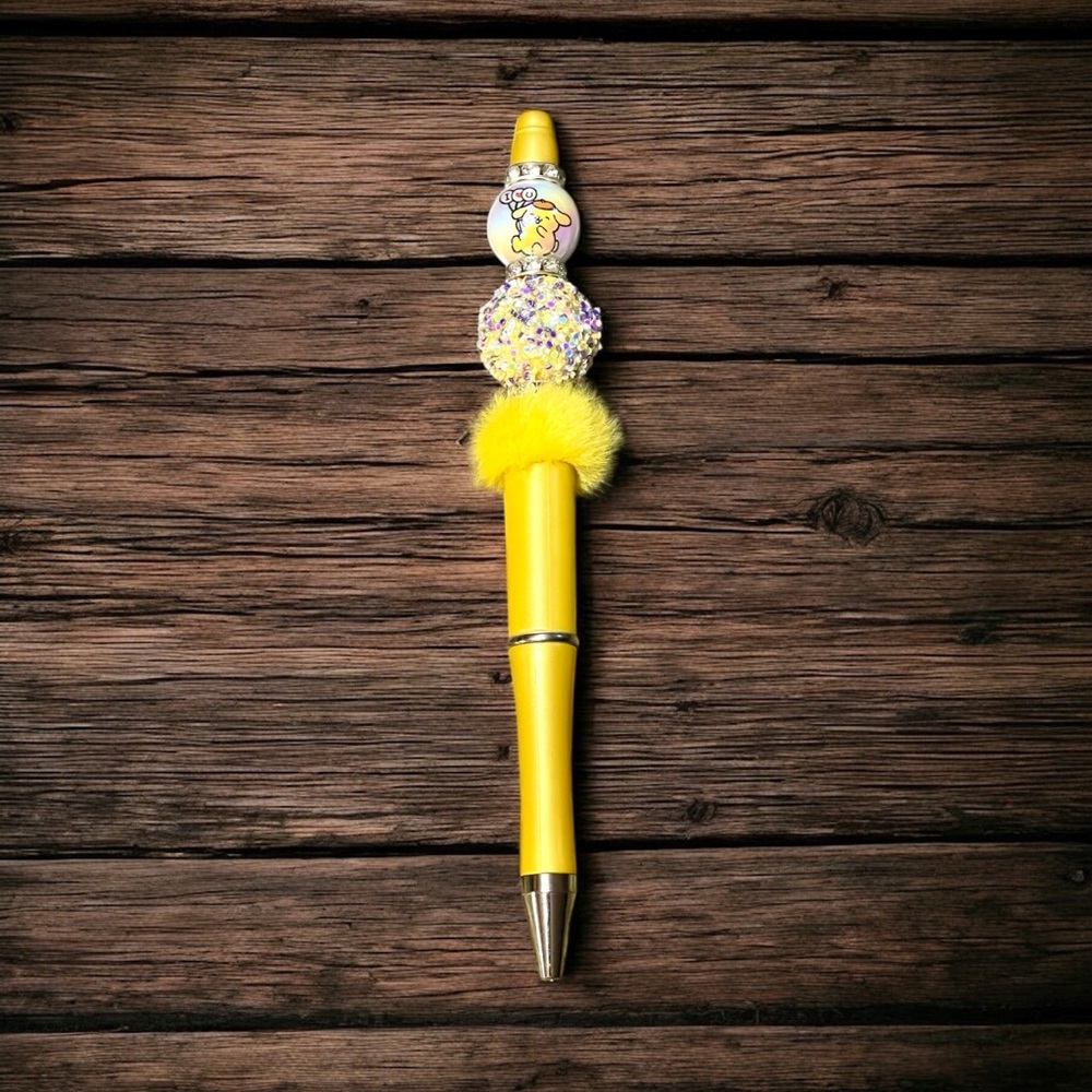 Handcrafted yellow Pompompurin Hello Kitty beaded pen - Picture 2 of 2